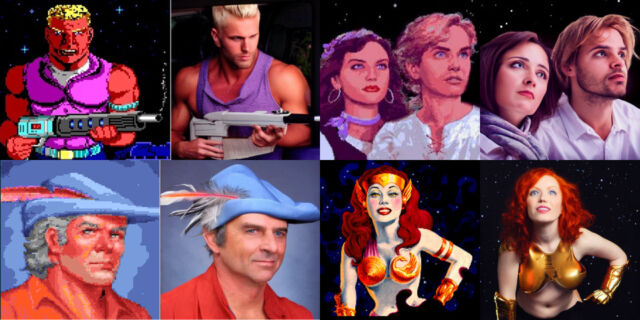 Portraits from <em>Duke Nukem</em>, <em>The Secret of Monkey Island</em>,<em> King's Quest VI</em>, and <em>Star Control II</em> received Stable Diffusion-powered fan upgrades.